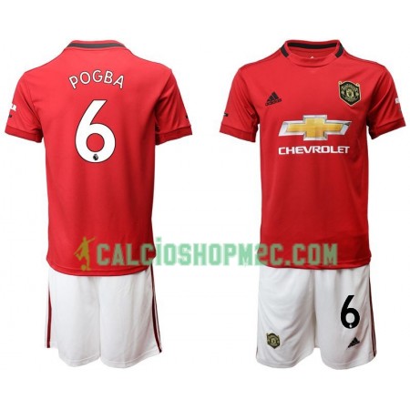 Manchester United Pogba 6 Bambino Maglia Prima 2019/2020 Manica Corta (+ Pantaloncini)